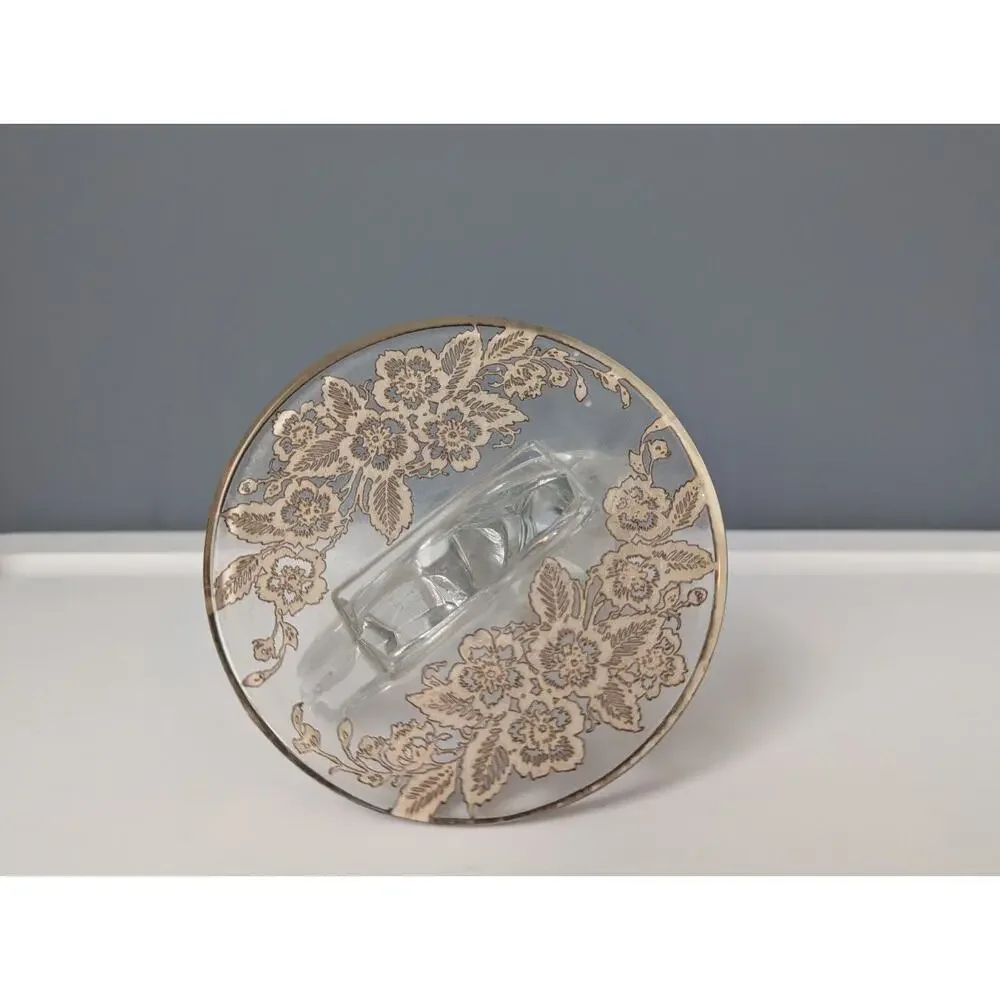 Vintage Fostoria Baroque Taper Candlestick Holder Floral Etched Base 1940's